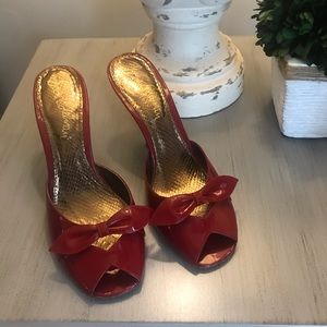 Sam Edelman Peep Toe Pumps in a Gorgeous Red; 8.5
